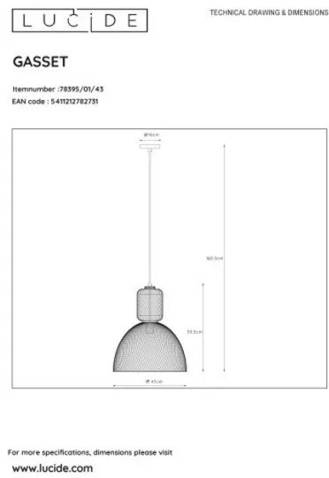 Lucide 78395/01/43 - lustră pe cablu GASSET 1xE27/60W/230V maro