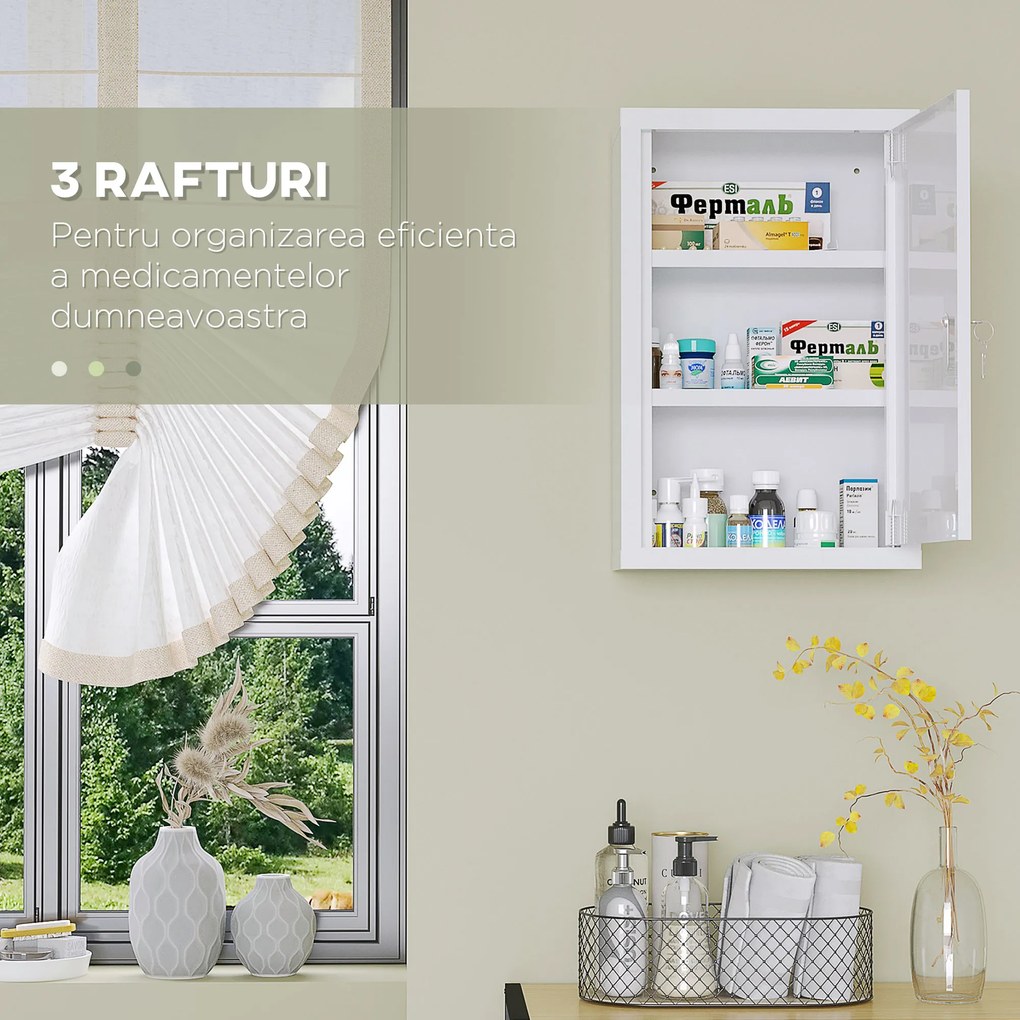 Kleankin Dulapior de Medicamente – Montabil pe Perete | Aosom Romania