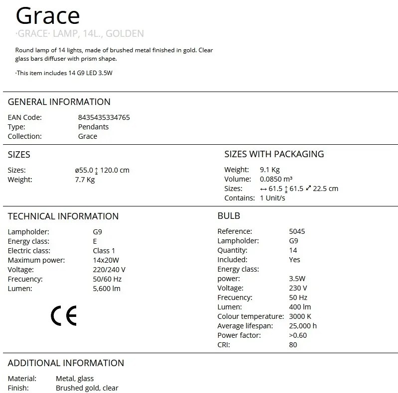 Lustra suspendata eleganta design modern Grace 14L
