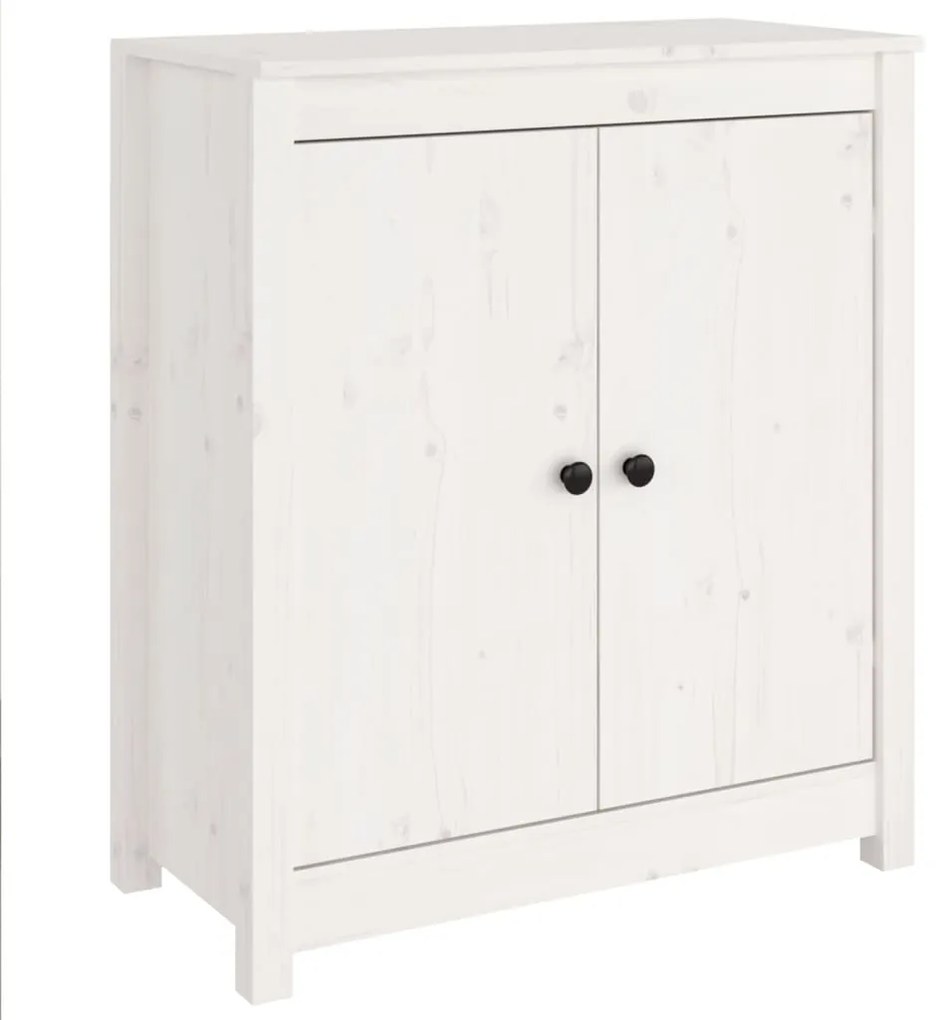 Servanta, alb, 70x35x80 cm, lemn masiv de pin 1, Alb, 70 x 35 x 80 cm, Dulap lateral cu 2 usi