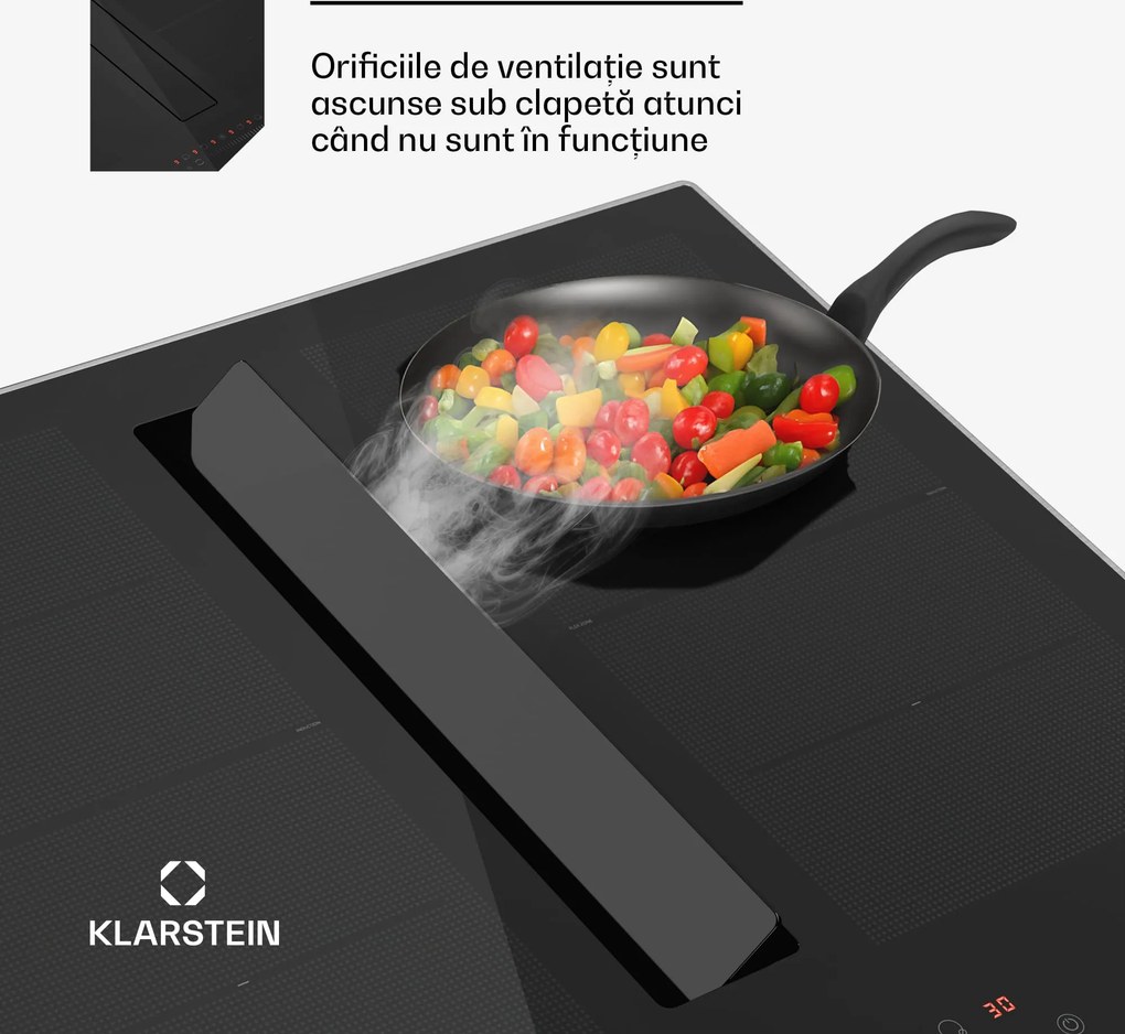 Klarstein Chef-Fusion Prime Down Air System, 2 în 1, plită cu inducție + hotă, puternică