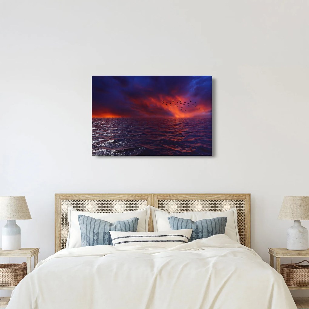 Tablou cu mare și păsări (90x60 cm)