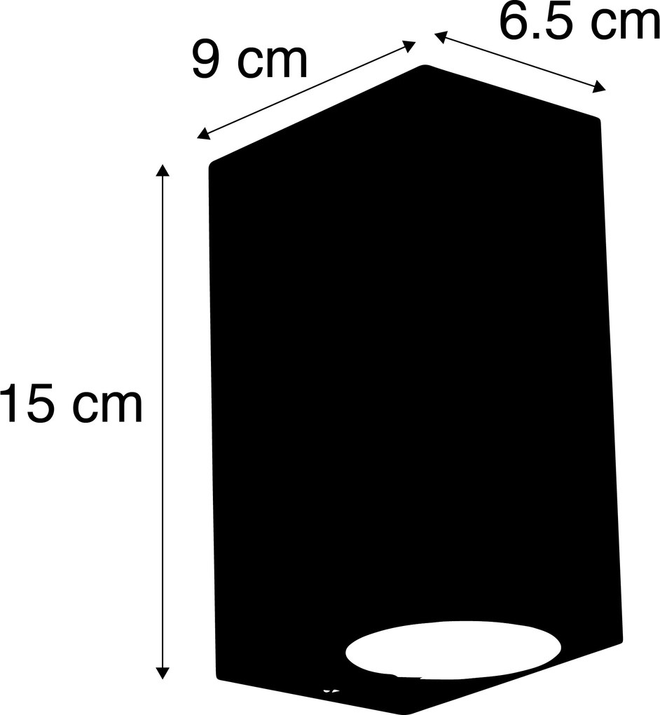 Set de 3 lămpi de perete inteligente negre cu 2 lumini IP44 - Baleno