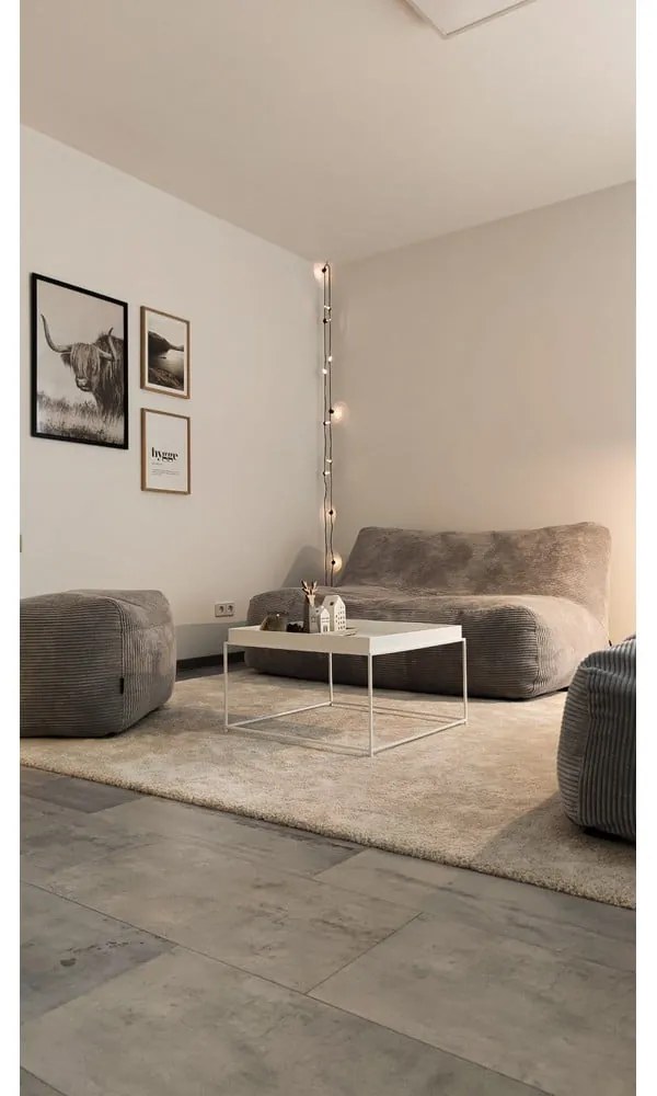 Fotoliu bean bag crem cu tapițerie din catifea reiată Sofa Tube 160 – SLOWDOWN