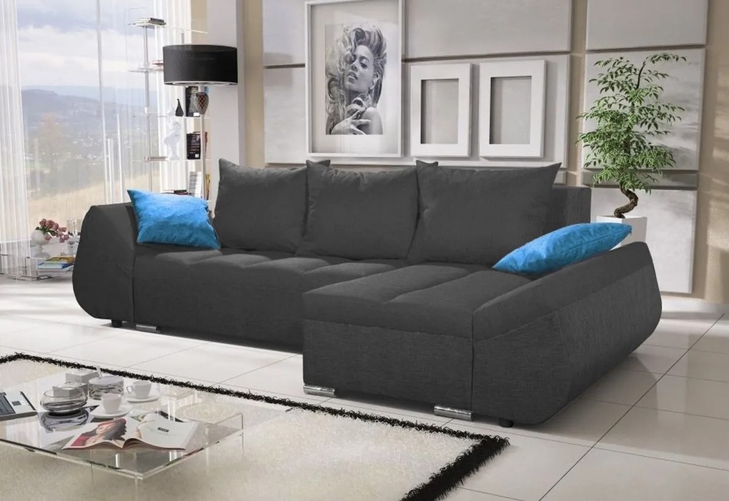 Supermobel Colțar KORFU, 271x131, Microfibră, 46 roșu/04 negru