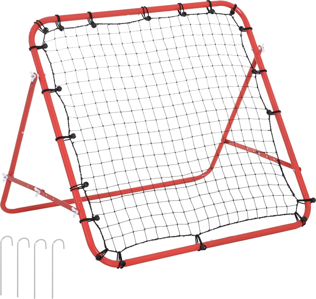 HOMCOM Plasă de revenire din metal unghi reglabil și 20 de corzi elastice pentru antrenament fotbal, tenis, handbal 96x80x96 | Aosom Romania