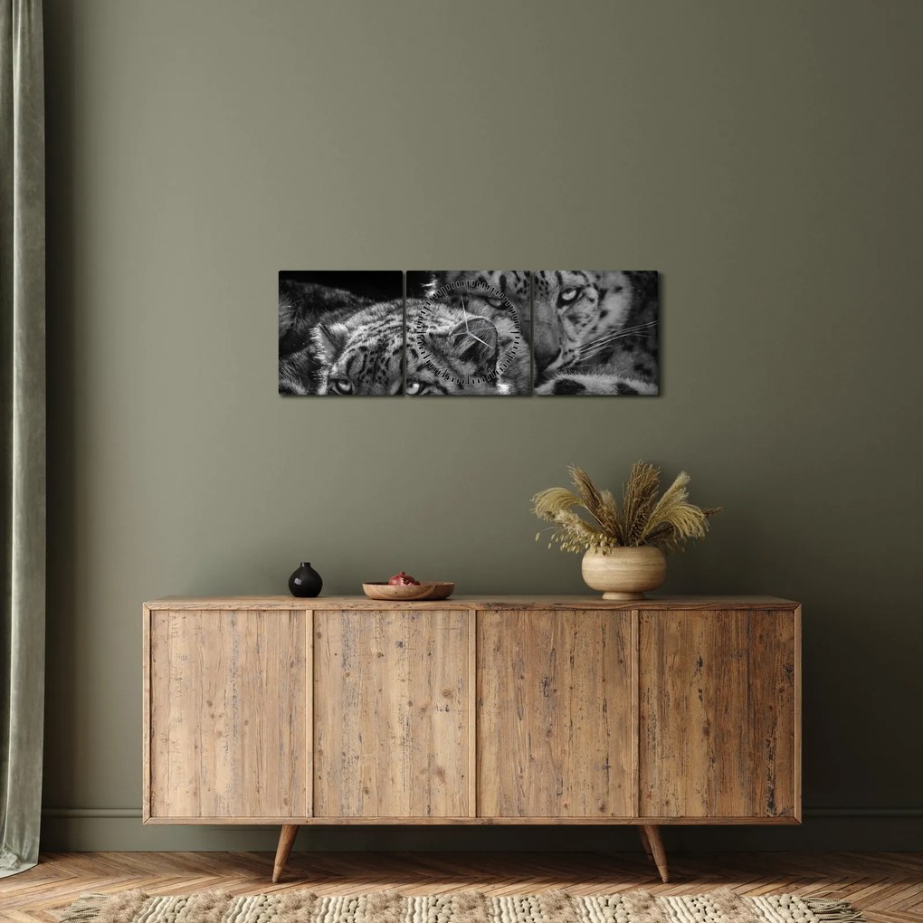 Tablou - Gheparzi care se odihnesc (cu ceas) (90x30 cm)