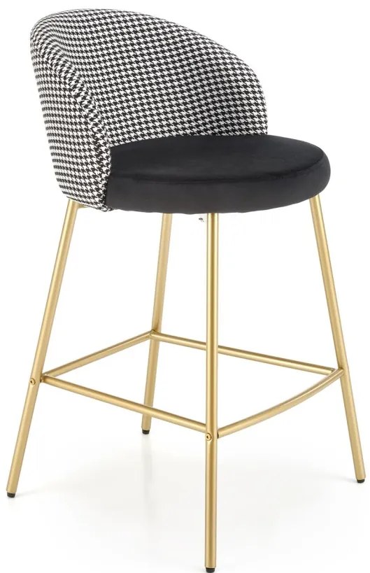 Scaun de bar tapitat H113 alb/negru