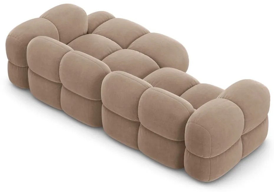 Colțar maro cu tapițerie din catifea (cu colț pe partea dreaptă/cu șezlong) Loretto – Cosmopolitan Design