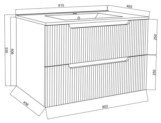 Set mobilier alb riflat cu lavoar inclus, Malta 80 cm, Resigilat 800 x 530 x 460 mm