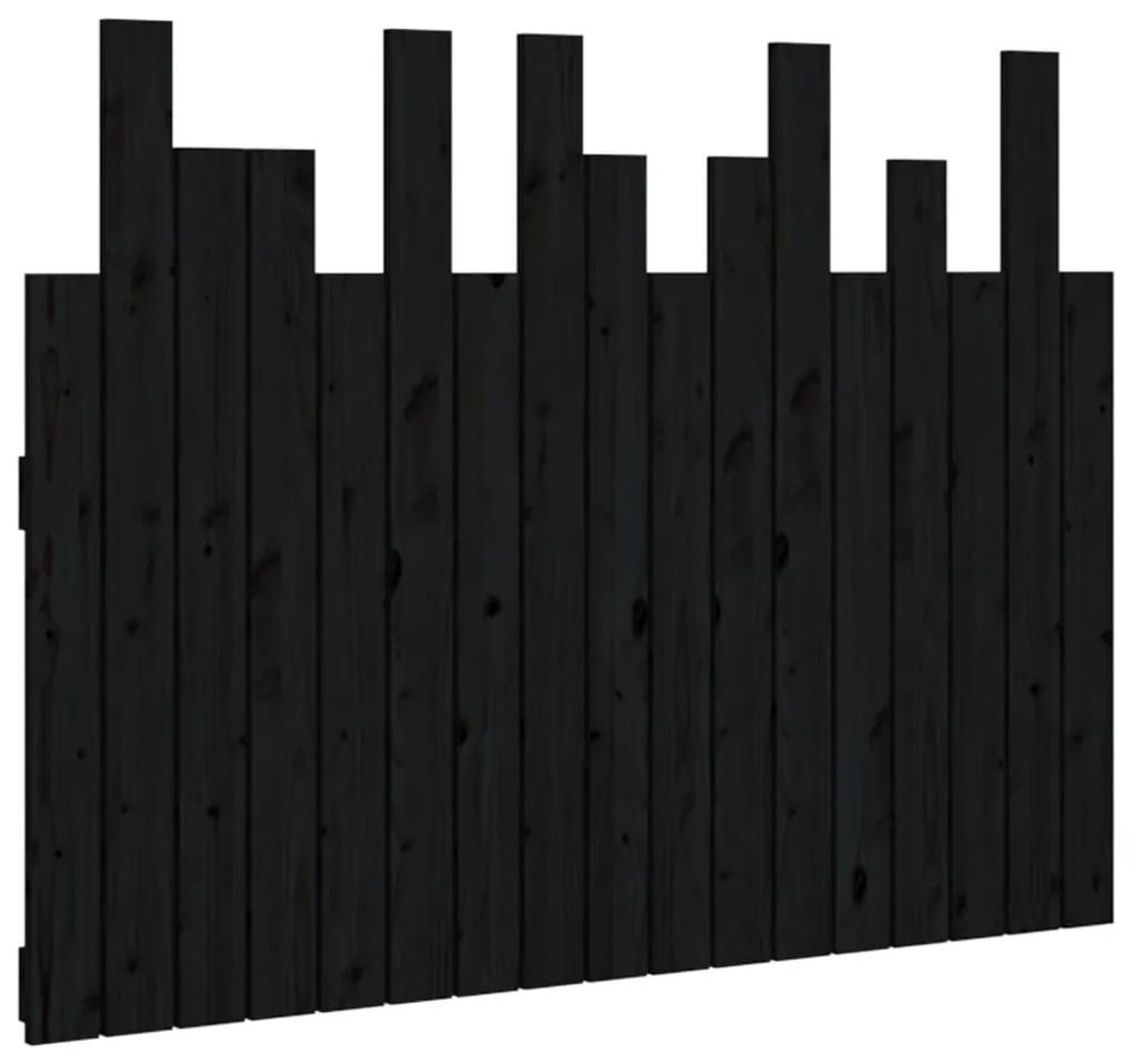 824777 vidaXL Tăblie de pat pentru perete, negru, 108x3x80 cm, lemn masiv pin