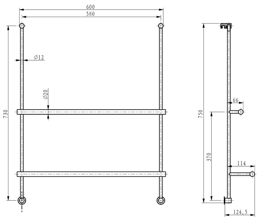 SAPHO 1301-09 Suport de prosoape suspendat pentruparavan de duș 60 x 73 x 12,5 cm, argintiu