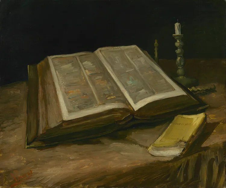 Reproducere Still Life with Bible, 1885, Vincent van Gogh