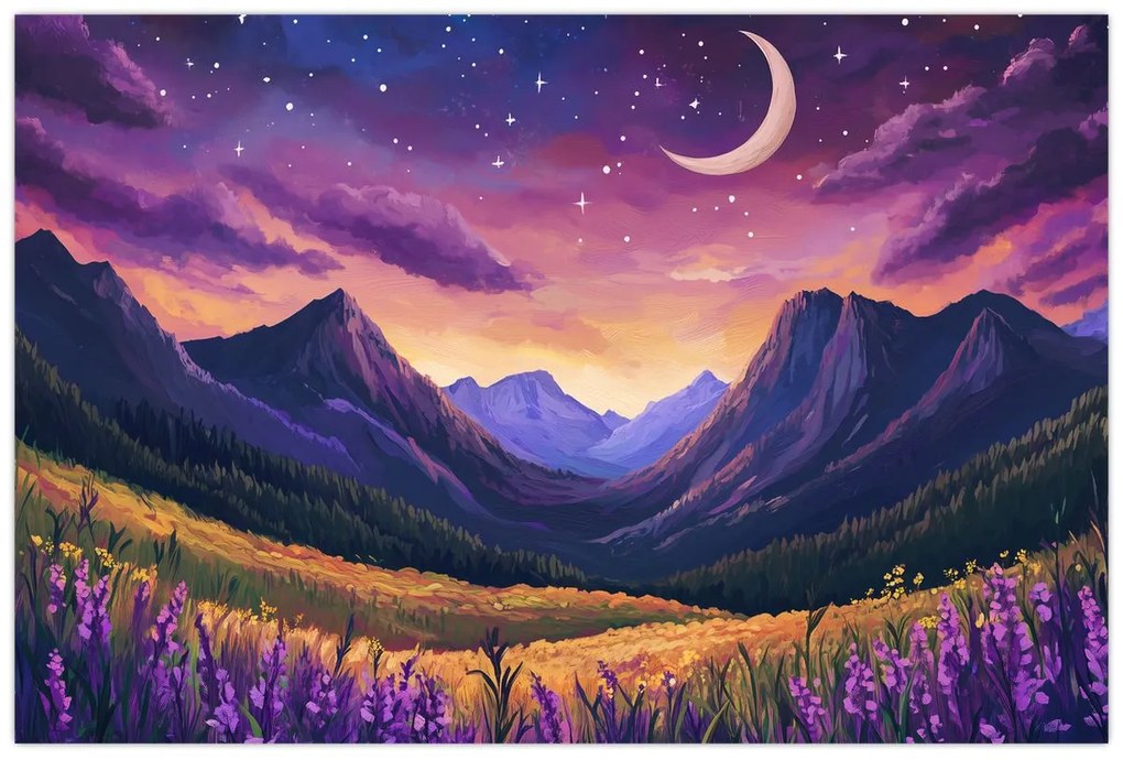 Tablou - Peisaj violet (90x60 cm)