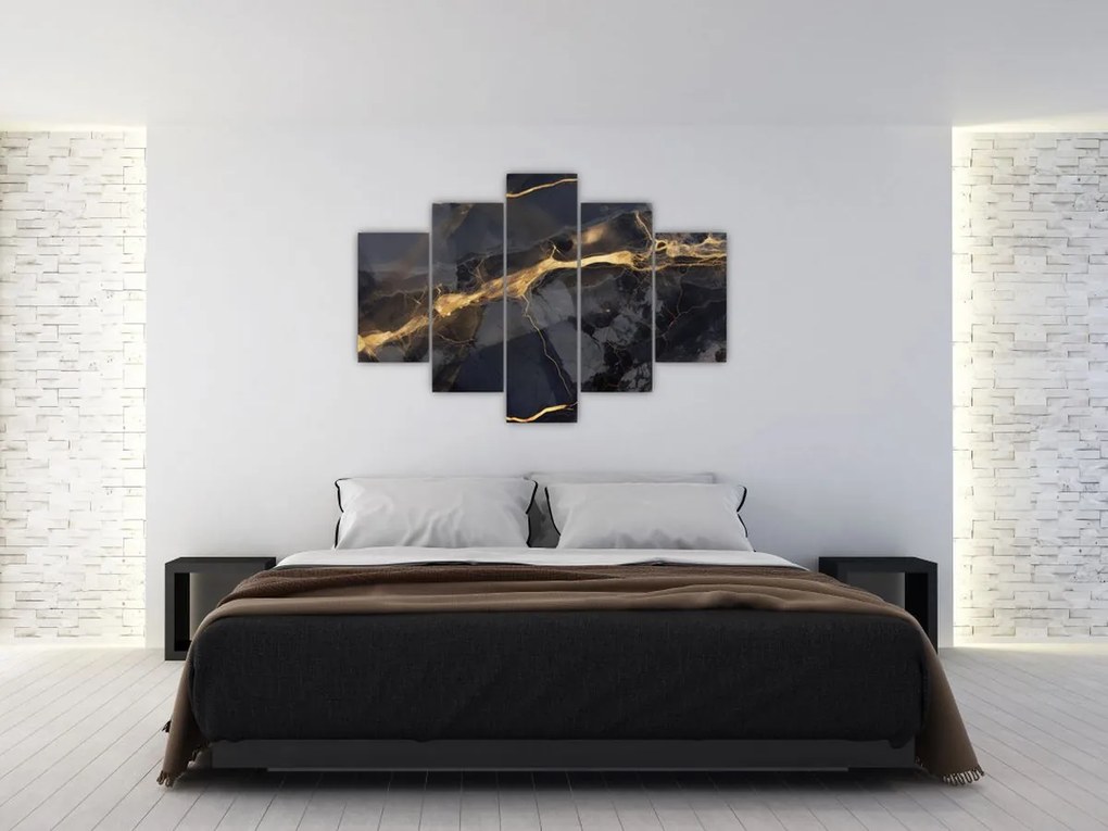 Tablou - Negru - decor auriu (150x105 cm)