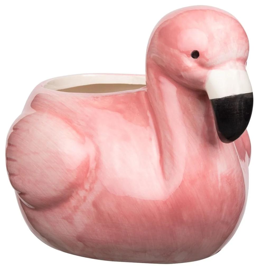 Ghiveci din portelan-Flamingo roz,19x13x14.5 cm