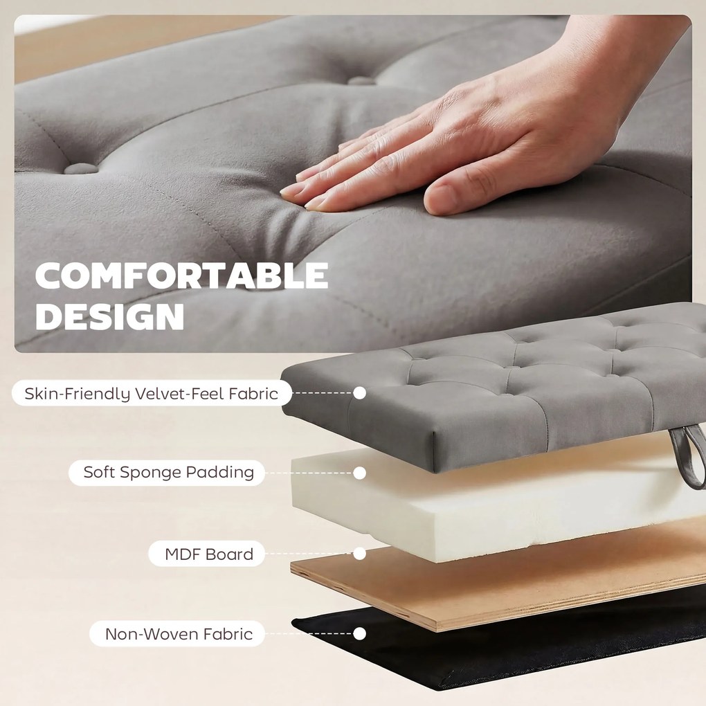 HOMCOM Pouf pentru ședere, suport pentru picioare, scaun, bancă mică, dulap pentru depozitare, gri | Aosom Romania