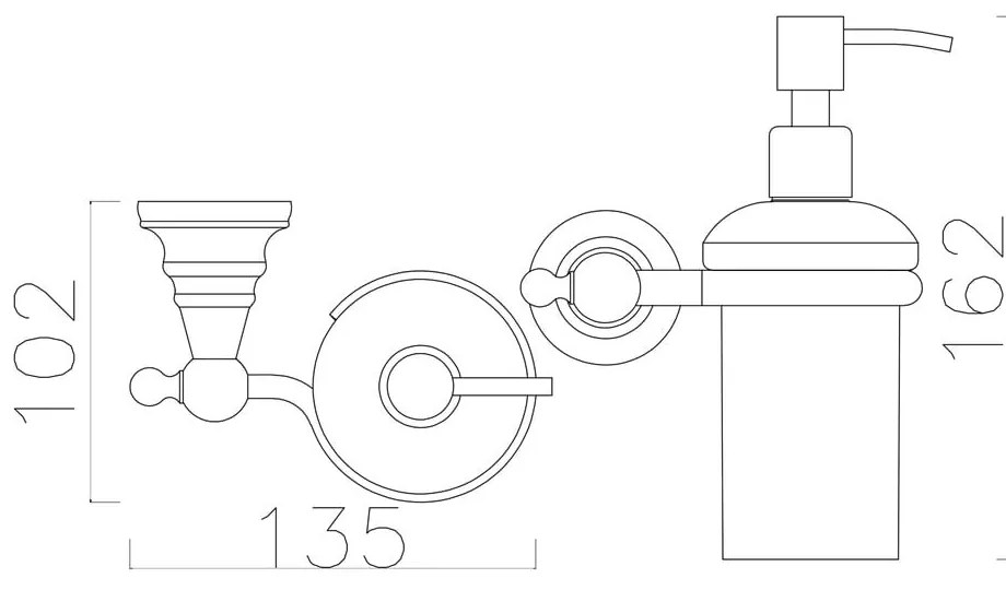 Dozator de săpun de perete din alamă și sticlă Sapho Diamond, 200 ml