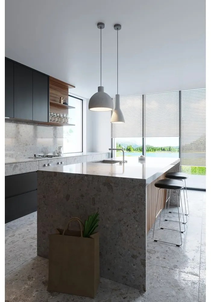 Lustră gri deschis cu abajur din beton ø 17 cm Mattia – Sollux