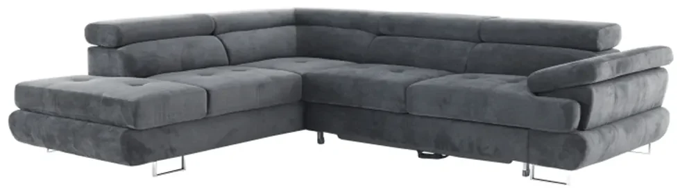 Colţar, material textil, gri, model stânga, BUTON P