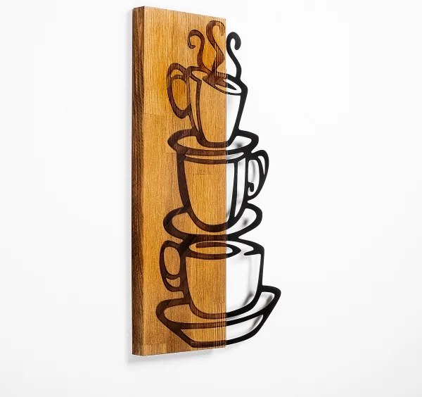 Decorațiune de perete 58x34 cm lemn/metal cești