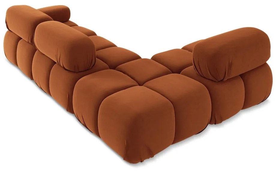 Colțar modular portocaliu cu tapițerie din catifea (cu colț pe partea stângă) Lokua – Makamii