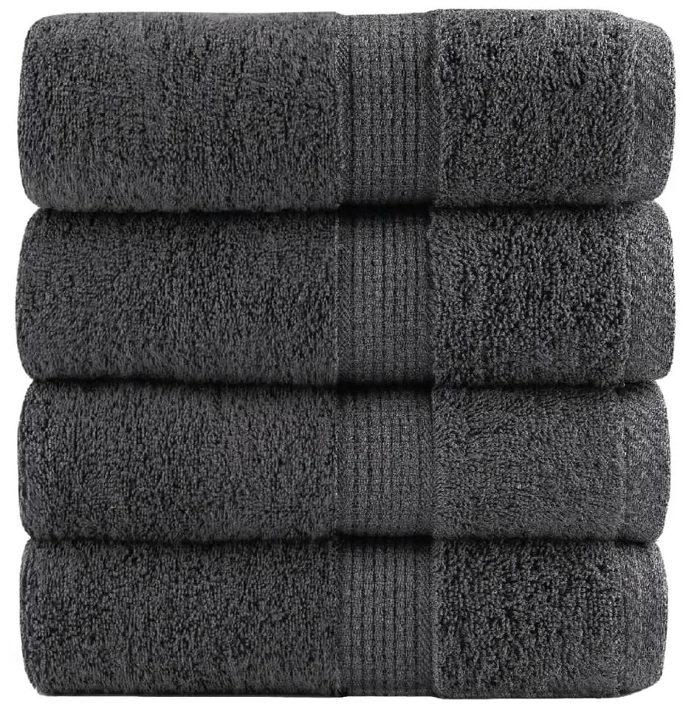 vidaXL Prosoape de baie premium SOLUND, 4 buc., antracit, 30x30 cm, 600 g/m²