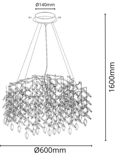 Lustră de cristal pe cablu 9xG9/40W/230V auriu