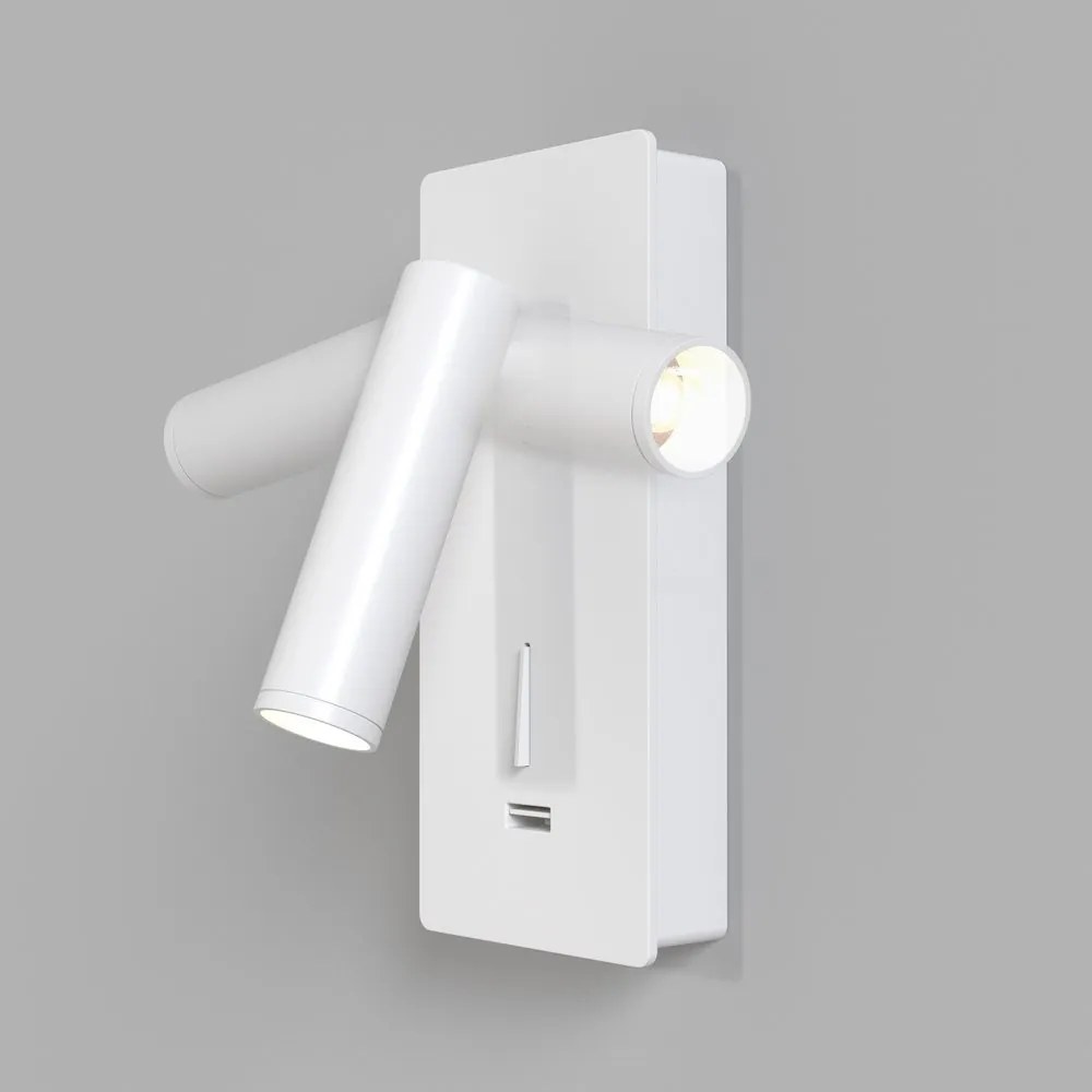 Aplica de perete cu spot LED directionabil si port USB Mirax alb
