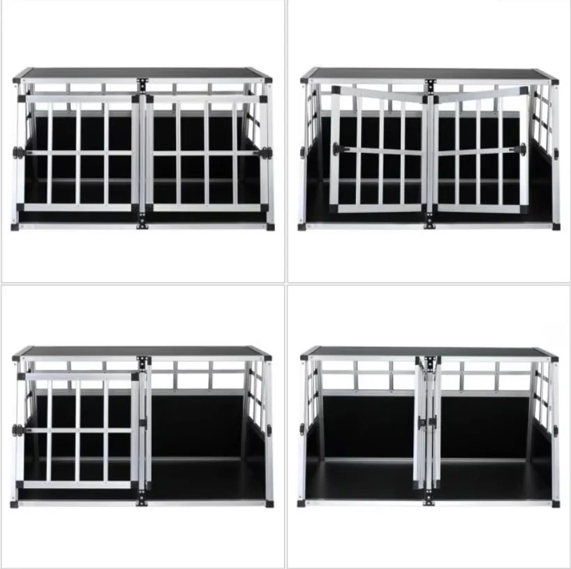 Cușcă de transport pentru câini BRUNO, 89x70x51cm, argintiu/negru Cadoca