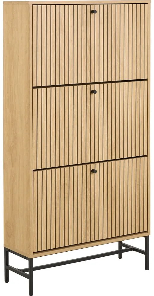 Pantofar în culoare naturală cu deschidere înclinată cu aspect de lemn de stejar 72x140x25 cm Albany – Actona