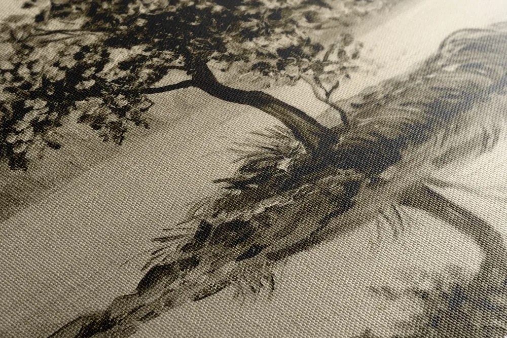 Tablou cireș oriental în design sepia