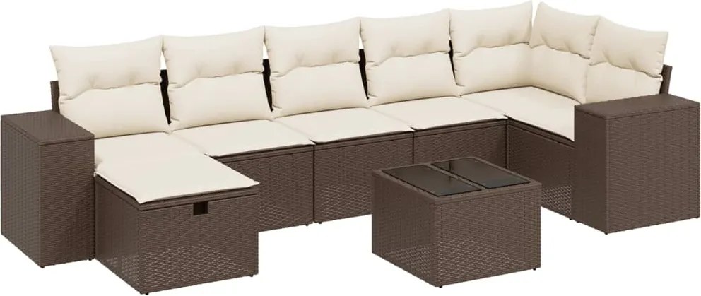 vidaXL Set canapele de grădină cu perne, 8 piese, maro, poliratan