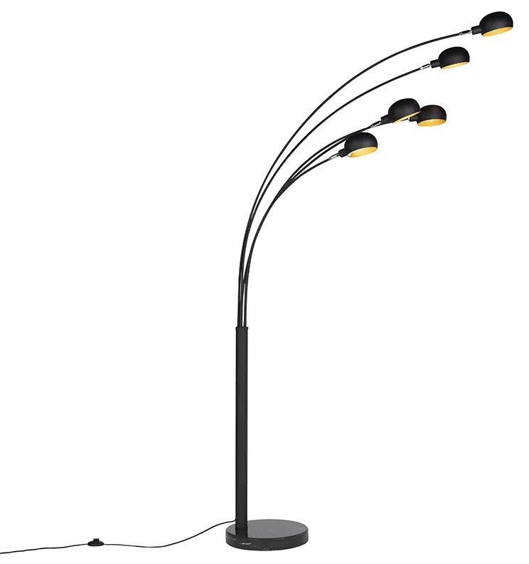 Lampa de podea de design neagră cu 5 lumini - Sixties Marmo