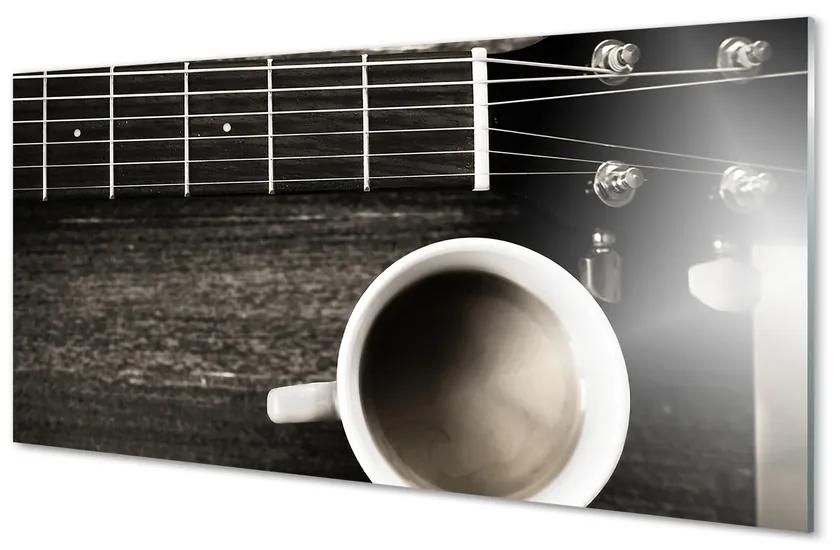 Tablouri pe sticlă chitara cafea