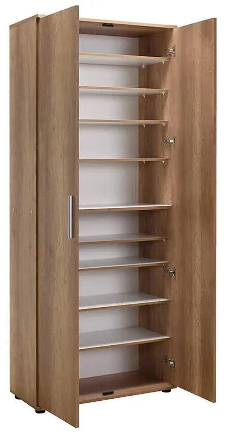 Dulap Multifunctional Adore Porto, 2 usi, 8 rafturi, Alb, 76 x 187 x 36 cm