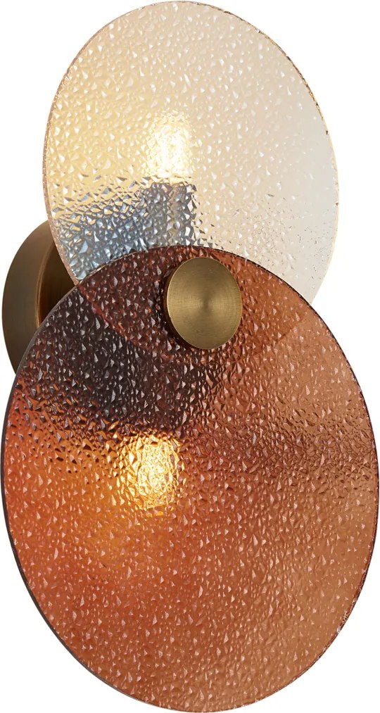 Lampă de perete Art Deco bronz închis cu sticlă chihlimbar 2 lumini - Text