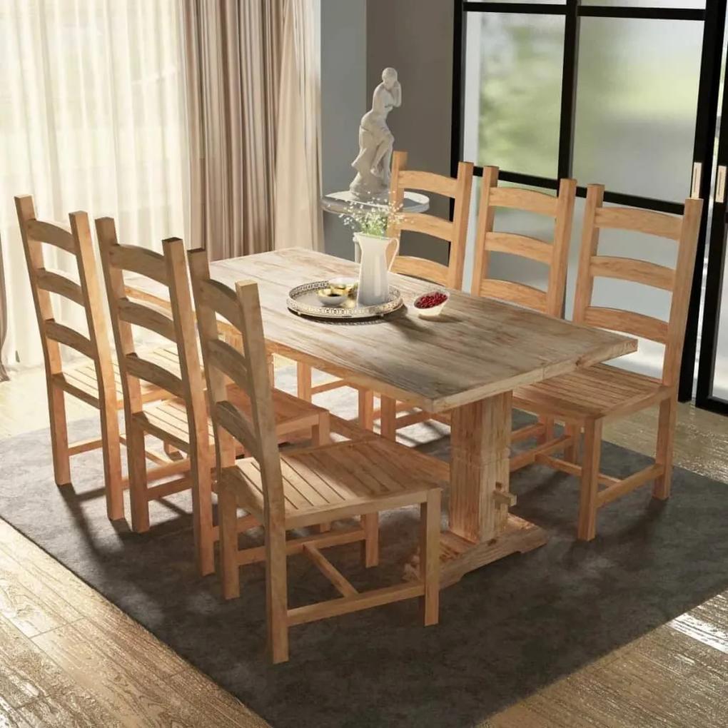 244005 vidaXL Set masă și scaune de bucătărie, lemn masiv tec, șapte piese
