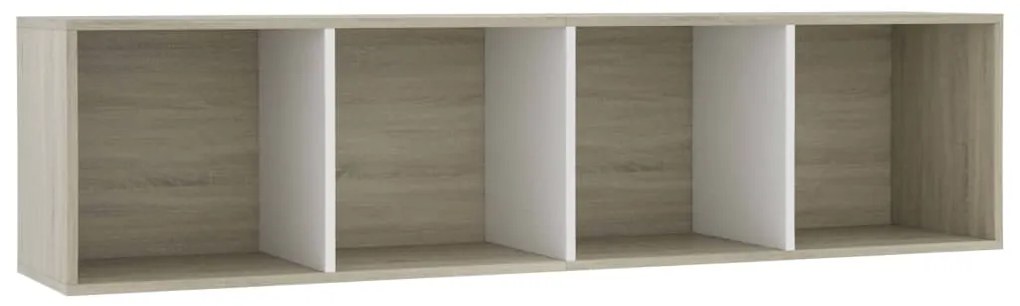 Biblioteca Comoda TV, alb  stejar sonoma, 143x30x36 cm 1, alb si stejar sonoma