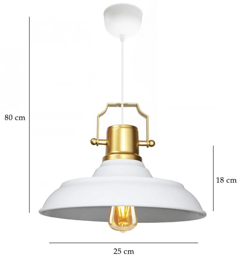 Lustră albă cu abajur din metal ø 25 cm Tarsus – Opviq lights