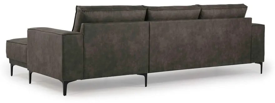 Colțar gri antracit cu tapițerie din imitație de piele (colț pe partea dreaptă) Copenhagen – Scandic