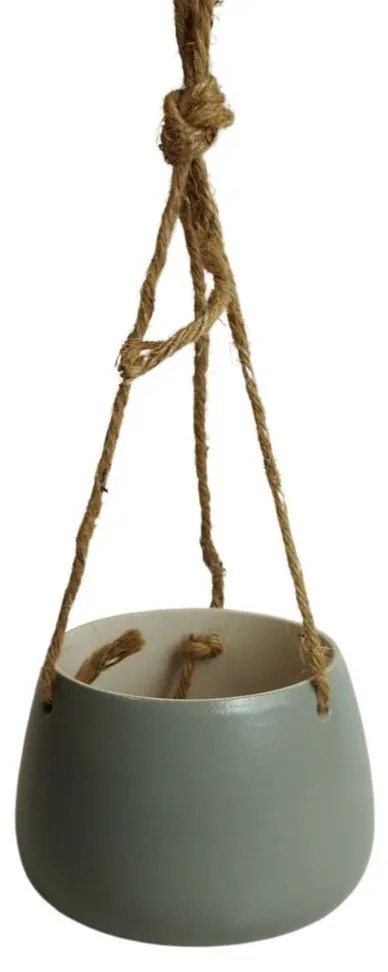 Ghiveci suspendat din ceramica, gri, Natur, 15x11 cm
