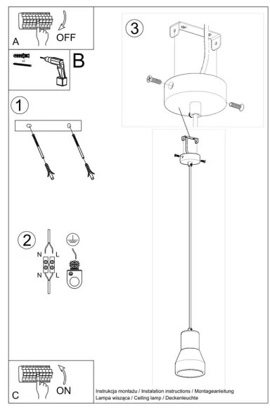 Lustră pe cablu QUBIC 1xE27/60W/230V neagră beton/lemn Sollux SL.0963