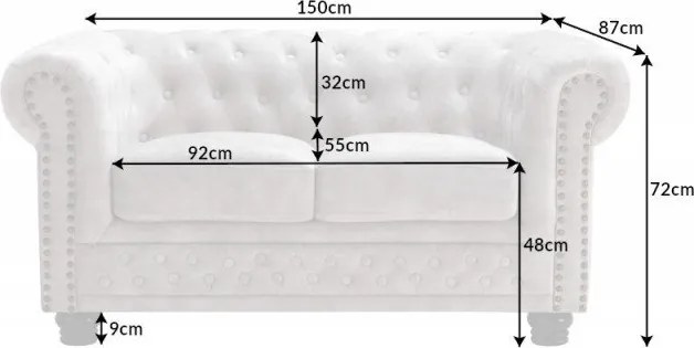Canapea clasica stil englezesc Chesterfield 2 locuri, sampanie