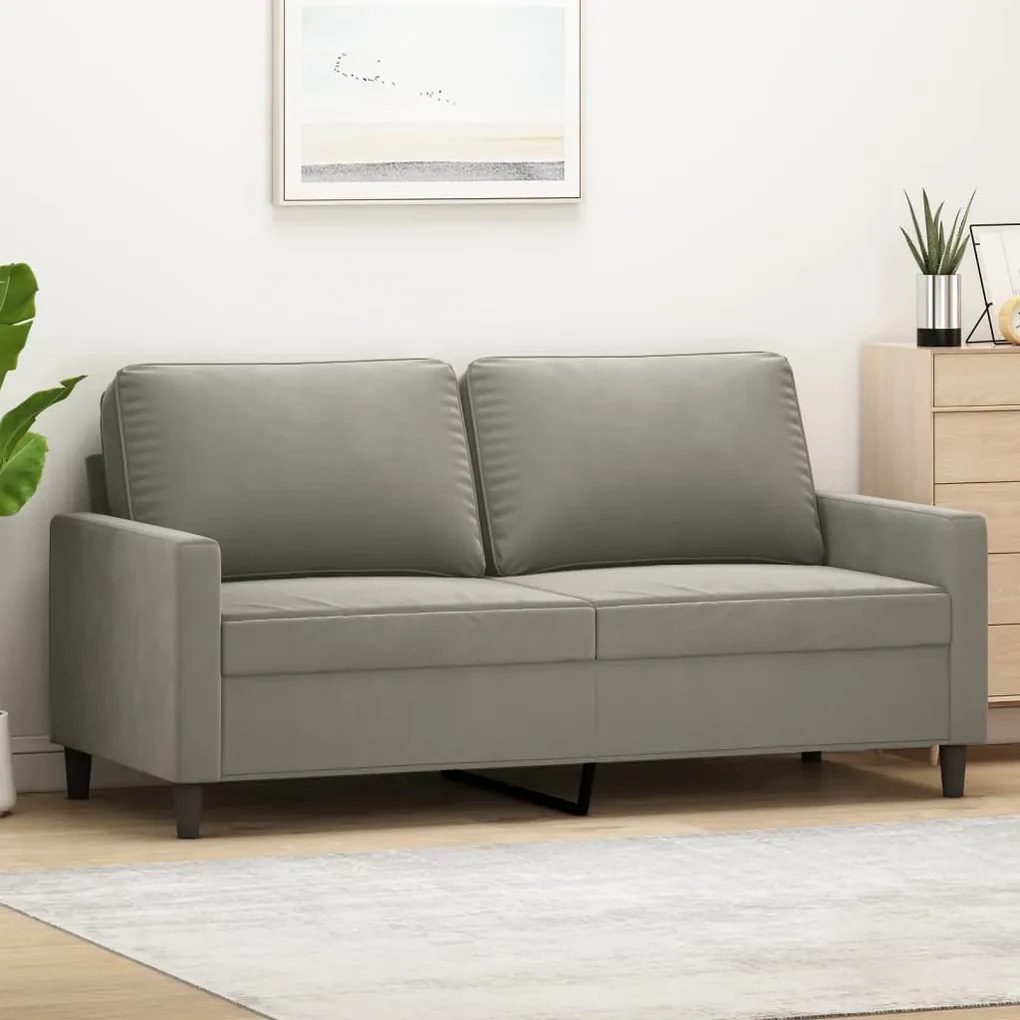 348745 vidaXL Canapea cu 2 locuri, gri deschis, 140 cm, catifea