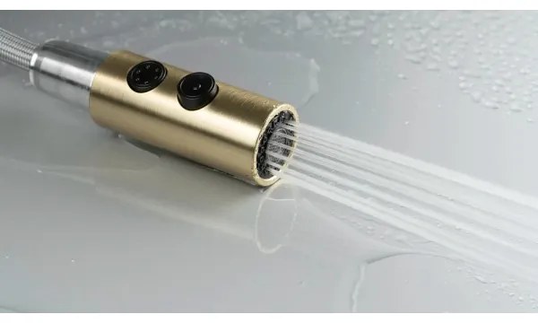 Baterie de chiuvetă cu cap de duș detașabil Deante BQO_R72M OLFATO auriu periat