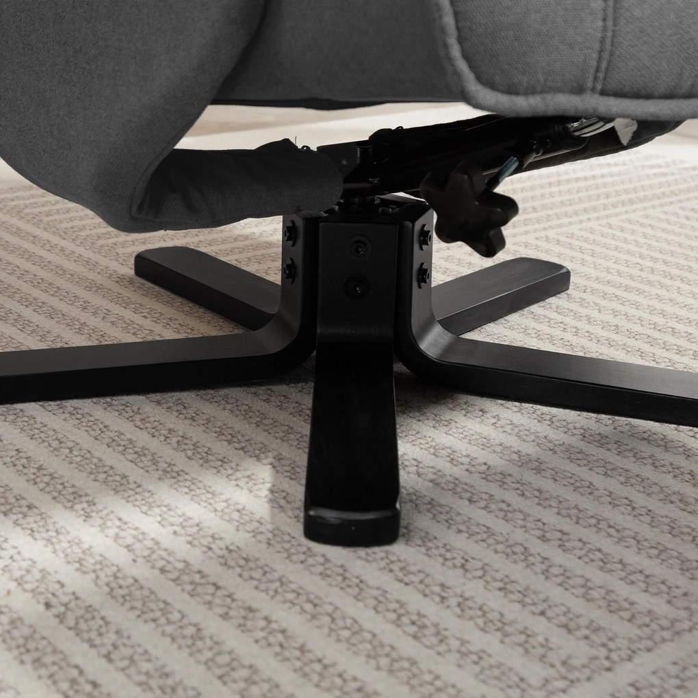HOMCOM Fotoliu de relaxare leagăn cu taburet, tapiterie din material textil în aspect de catifea, fotoliu tapițat cu funcție de rotație de 360°, cadru de lemn, Gri | Aosom Romania