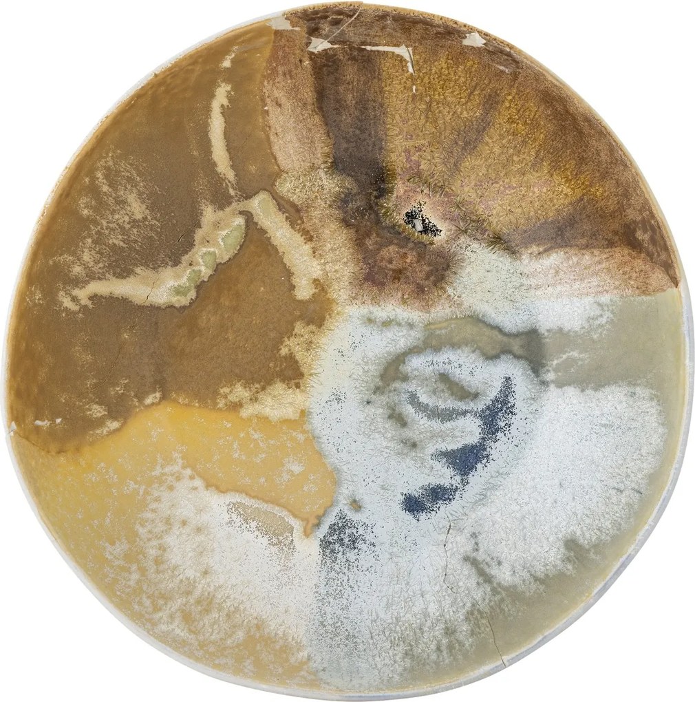 Bol din ceramică artizanală, maro antichizat, finisaj patinat, 26.5×7 cm, „Lacey"