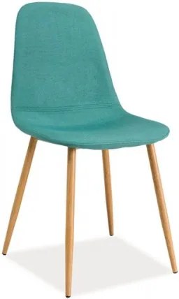 Scaun tapitat cu stofa, cu picioare metalice Fox Mint / Oak, l44xA39xH86 cm
