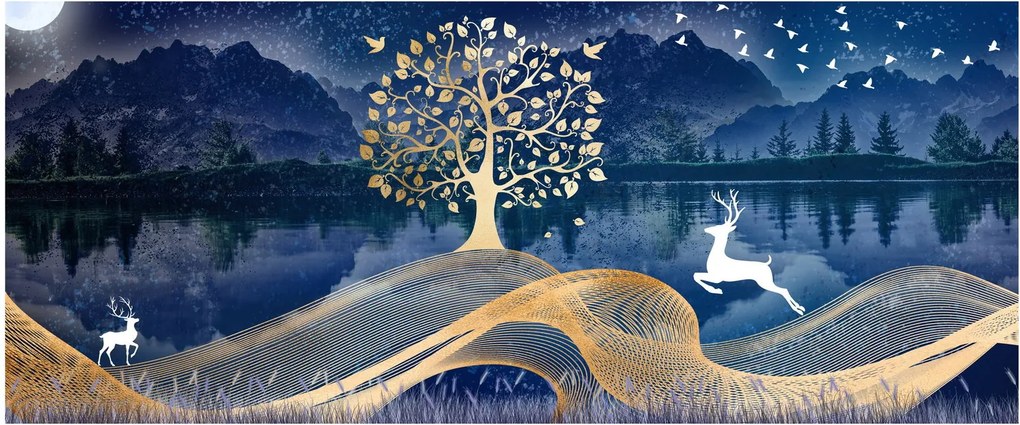 Tablou - Cerbi în luna plină (120x50 cm)